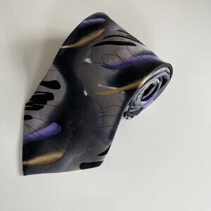 J Garcia Ltd Edition Like A Twittering Machine VTG Gray Purple Silk Tie 4x58"